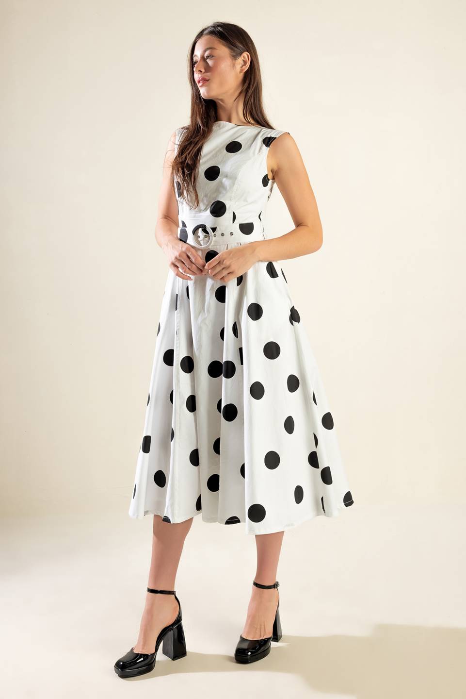 ECHOING FJORD WOVEN MIDI DRESS Flying Tomato